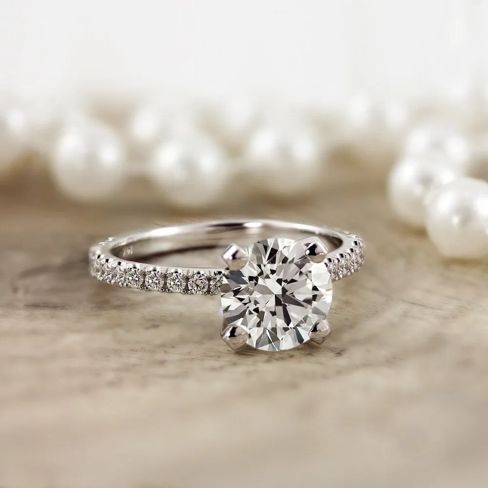 Auriya 14k Gold Classic 2ct Moissanite and Diamond Engagement Ring 1/3ctw sold by Zulily