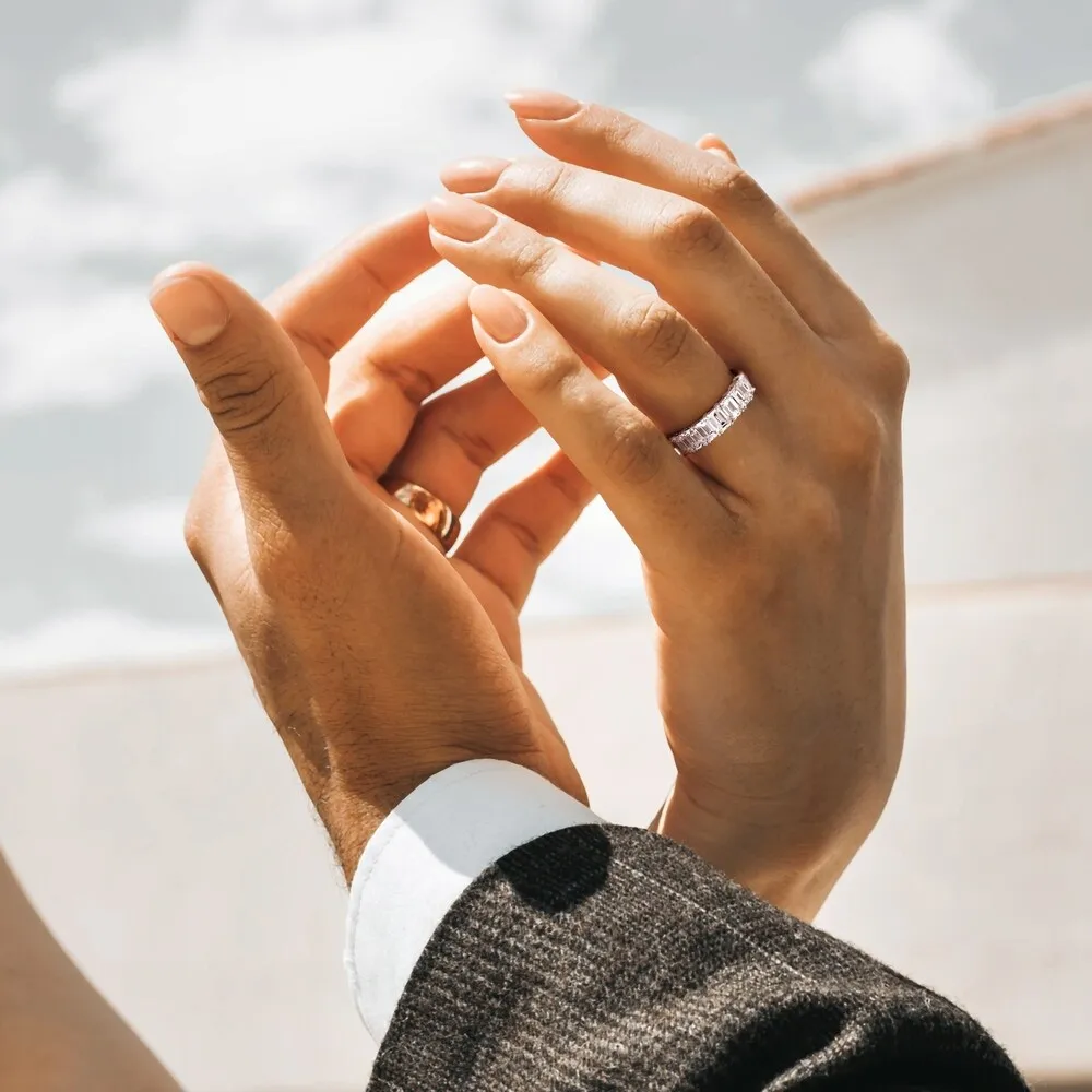 Miadora Signature Collection 14k White Gold 1 3/4ct TDW Emerald-Cut Diamond Semi-Eternity Band sold by Zulily product image thumbnail 4