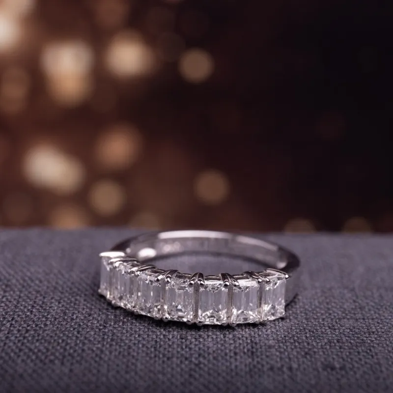 Miadora Signature Collection 14k White Gold 1 3/4ct TDW Emerald-Cut Diamond Semi-Eternity Band sold by Zulily