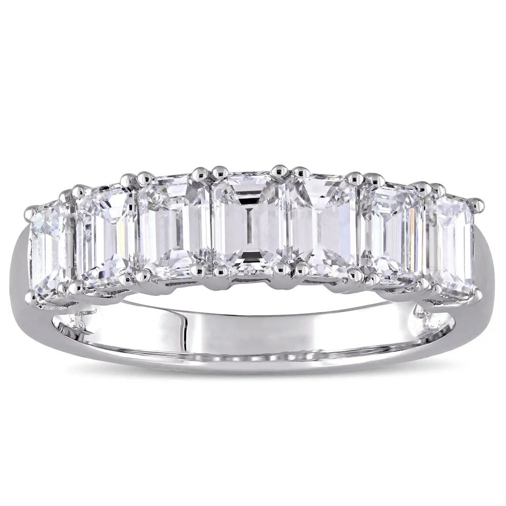 Miadora Signature Collection 14k White Gold 1 3/4ct TDW Emerald-Cut Diamond Semi-Eternity Band sold by Zulily product image thumbnail 3