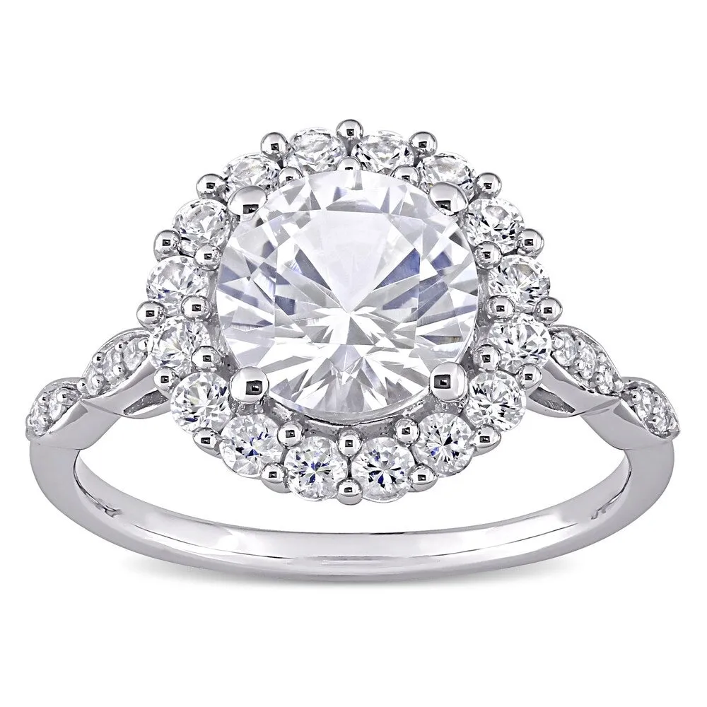 Miadora 10k White Gold 3 1/5ct Created White Sapphire and Diamond Round Halo Engagement Ring sold by Zulily product image thumbnail 2
