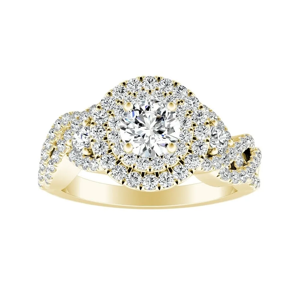 Auriya Twisted Infinity 1 1/2ct Moissanite and 5/8ctw Halo Diamond Engagement Ring 14K Gold sold by Zulily product image thumbnail 2