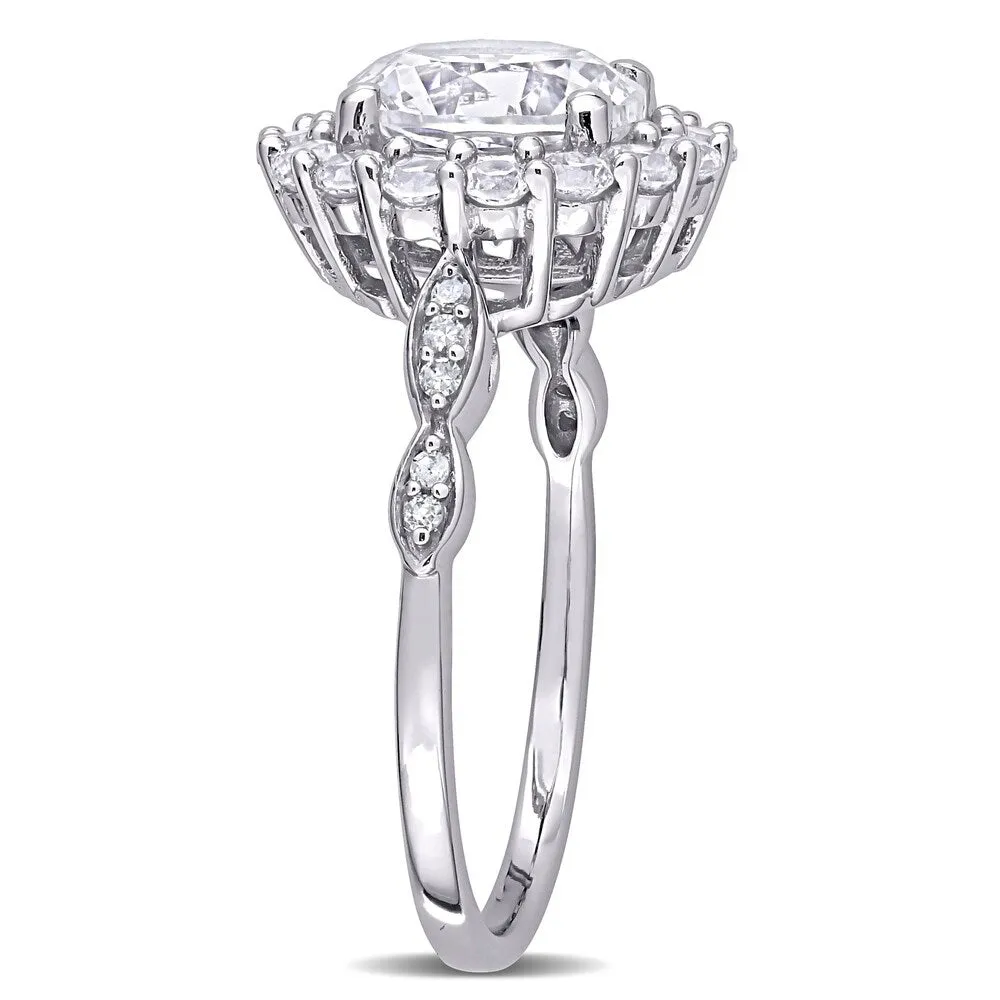 Miadora 10k White Gold 3 1/5ct Created White Sapphire and Diamond Round Halo Engagement Ring sold by Zulily product image thumbnail 3