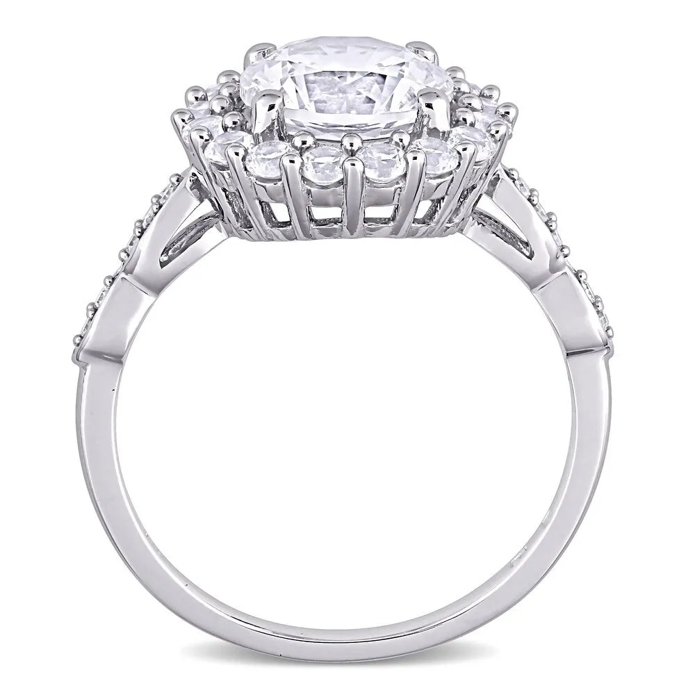 Miadora 10k White Gold 3 1/5ct Created White Sapphire and Diamond Round Halo Engagement Ring sold by Zulily product image thumbnail 4