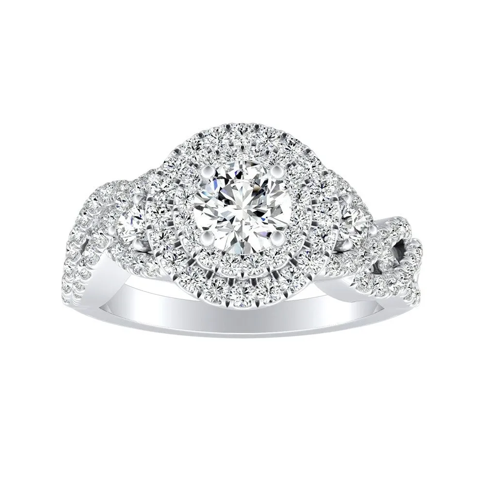 Auriya Twisted Infinity 1 1/2ct Moissanite and 5/8ctw Halo Diamond Engagement Ring 14K Gold sold by Zulily