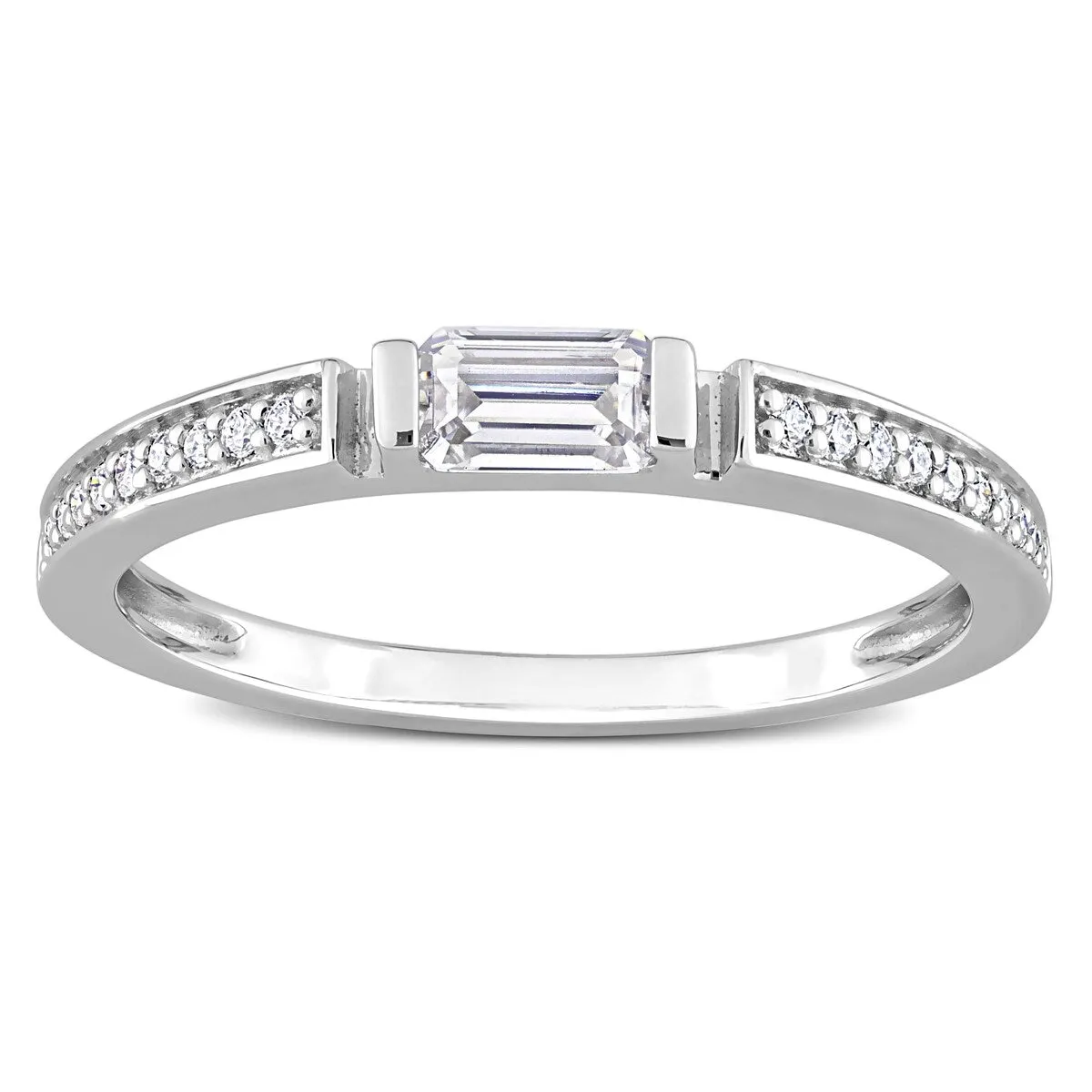 Miadora 3/8ct DEW Moissanite Bar Semi-Eternity Ring in Sterling Silver sold by Zulily