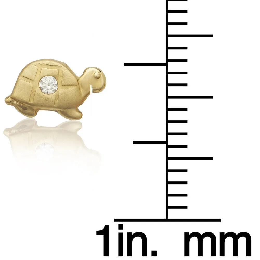 Curata 14k Yellow Gold Cubic Zirconia Turtle Screw Back Earrings - White sold by Zulily product image thumbnail 2