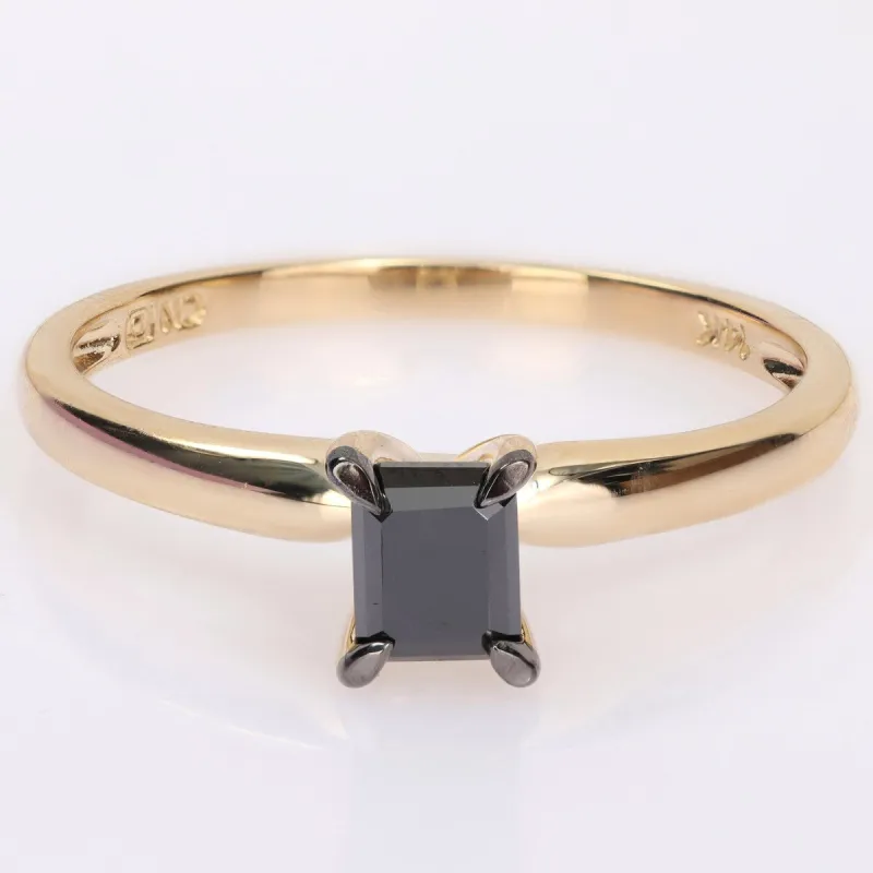 Miadora 1/2ct TDW Emerald-cut Black Diamond Solitaire Engagement Ring in 14k Yellow Gold sold by Zulily