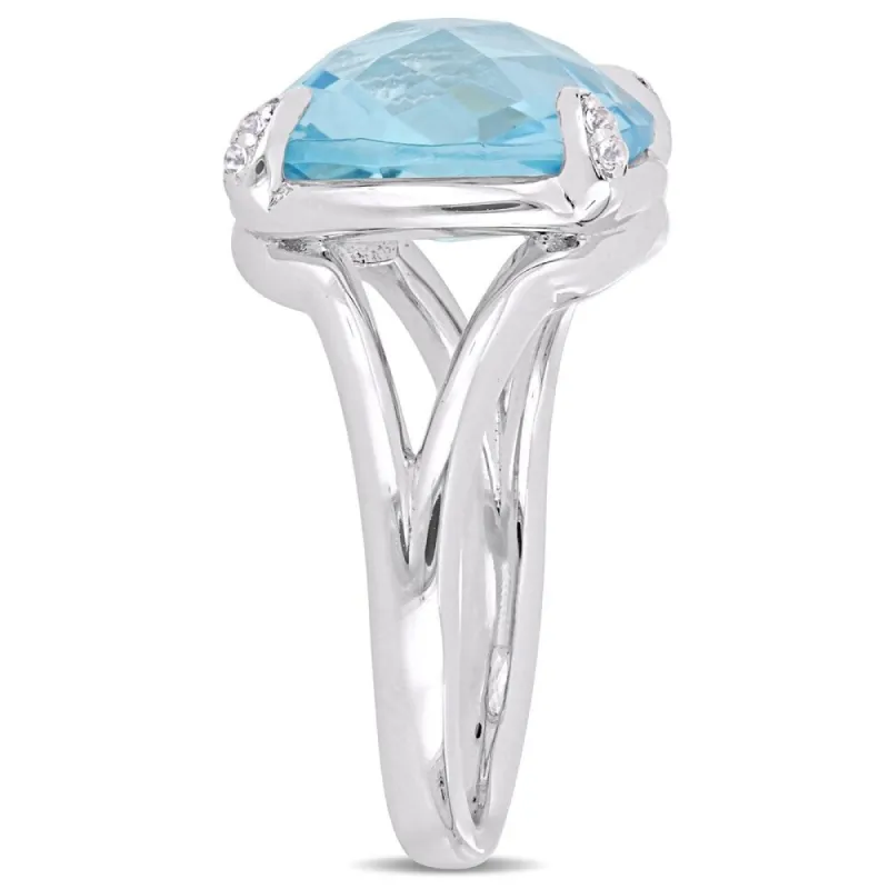 Miadora Sterling Silver Sky-Blue Topaz and White Topaz Split Shank Cocktail Ring sold by Zulily