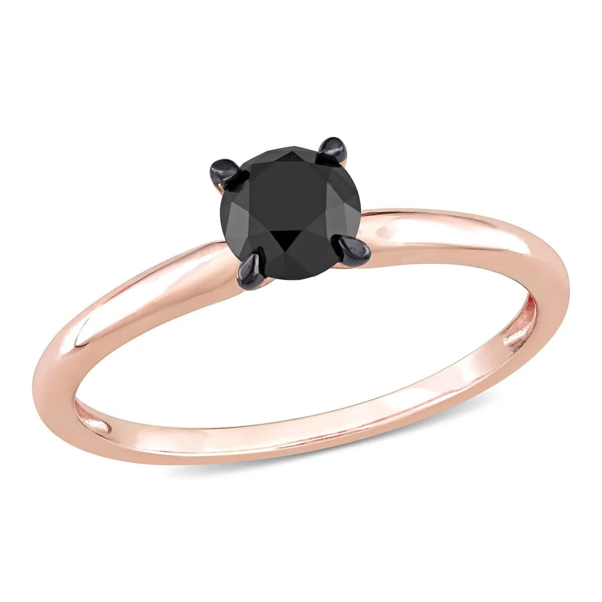 Miadora 3/4ct TDW Black Diamond Solitaire Engagement Ring in 14k Rose Gold sold by Zulily product image thumbnail 2