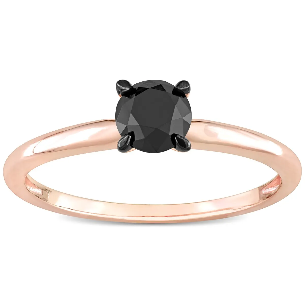 Miadora 3/4ct TDW Black Diamond Solitaire Engagement Ring in 14k Rose Gold sold by Zulily product image thumbnail 3
