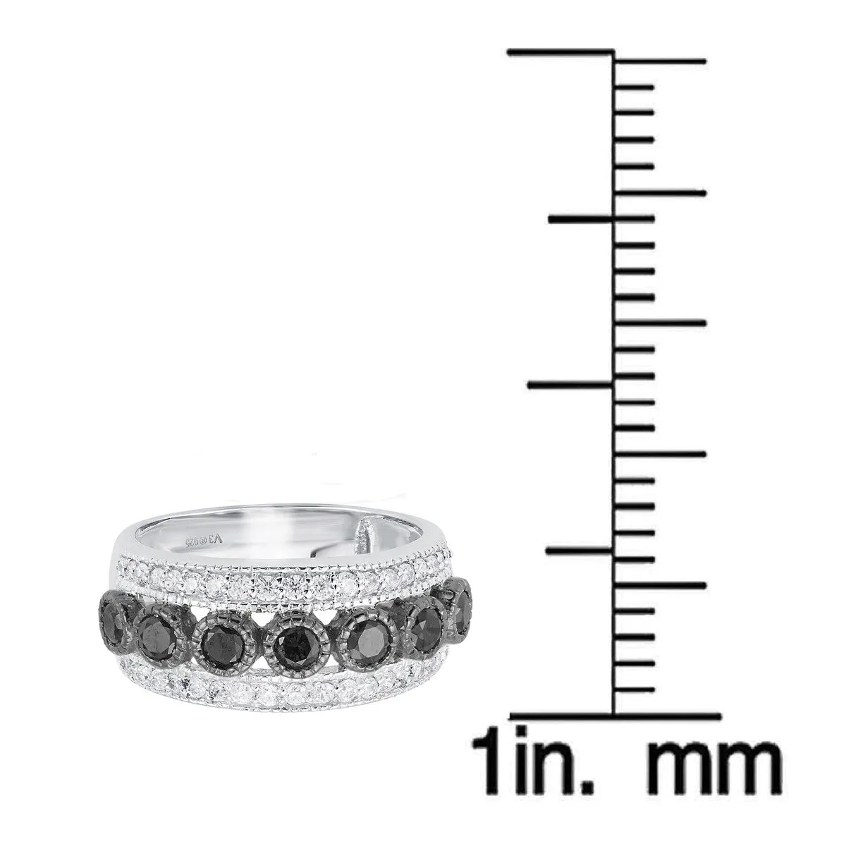 Sterling Silver with 1.00 CTTW Natural Black & White Diamond Band Ring sold by Zulily product image thumbnail 3