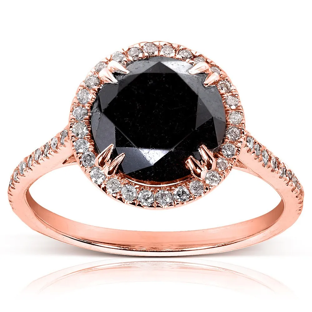Annello by Kobelli 14k Gold 3 7/8ct TDW Black and White Diamond Halo Ring sold by Zulily product image thumbnail 2