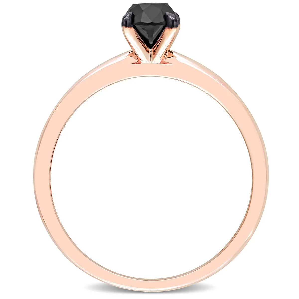 Miadora 3/4ct TDW Black Diamond Solitaire Engagement Ring in 14k Rose Gold sold by Zulily product image thumbnail 5
