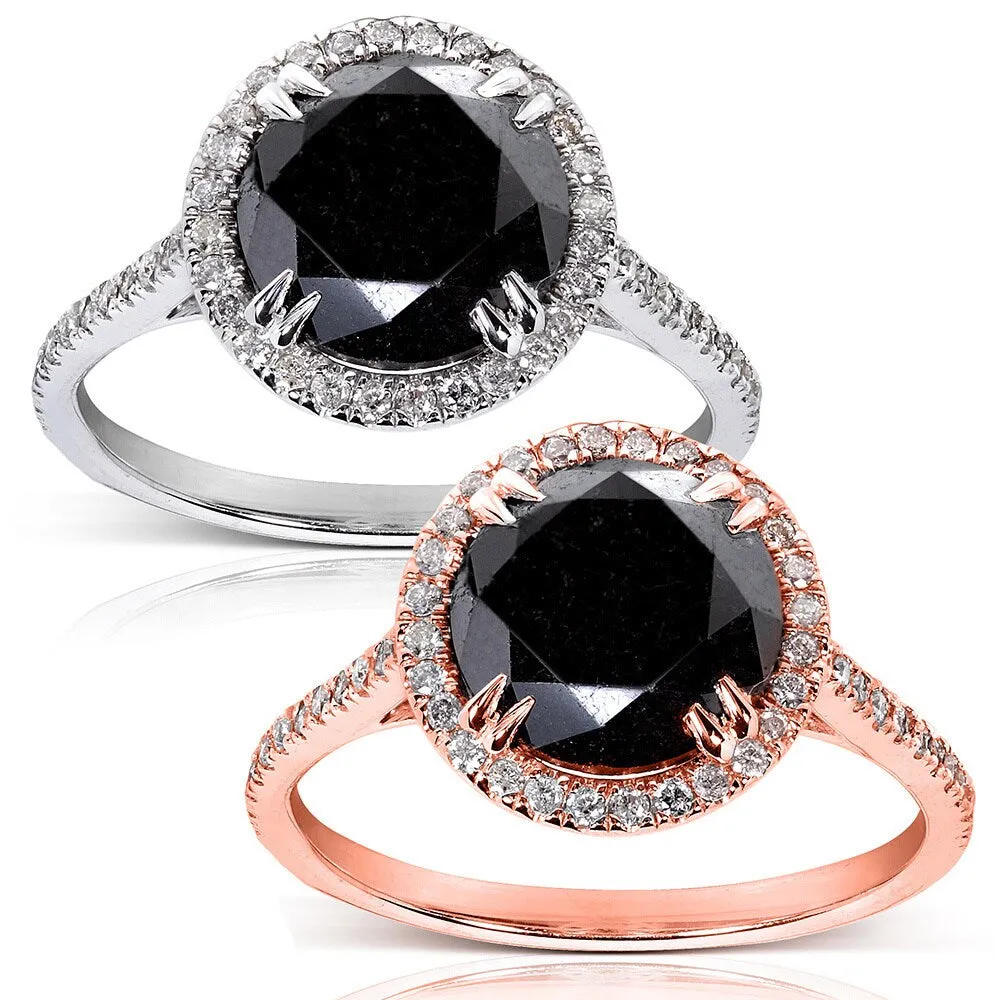 Annello by Kobelli 14k Gold 3 7/8ct TDW Black and White Diamond Halo Ring sold by Zulily