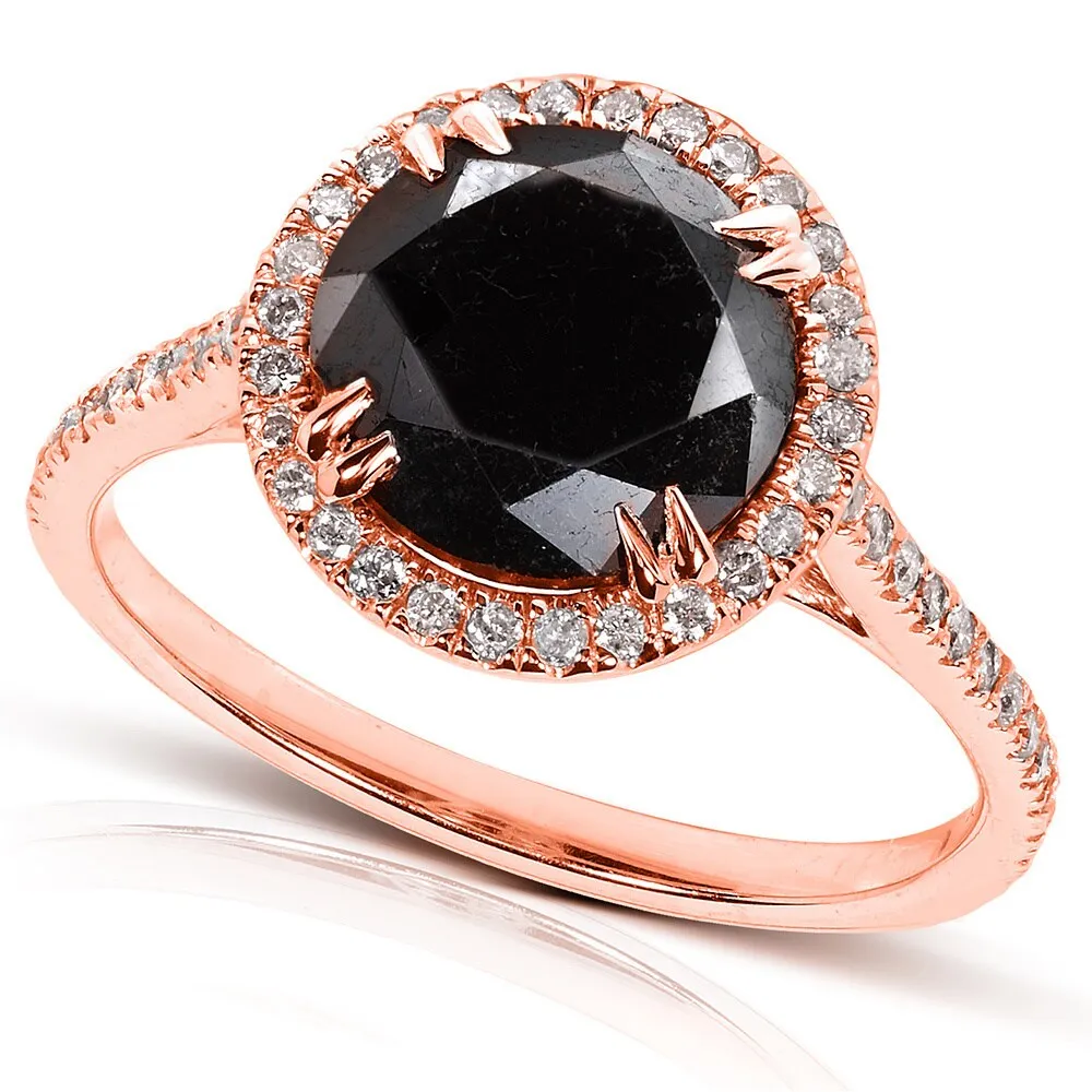 Annello by Kobelli 14k Gold 3 7/8ct TDW Black and White Diamond Halo Ring sold by Zulily product image thumbnail 4