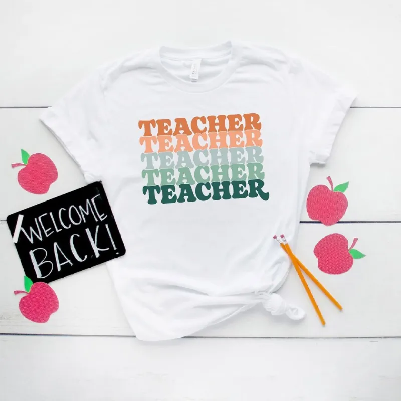 Stacked Teacher Short Sleeve Tee sold by Zulily