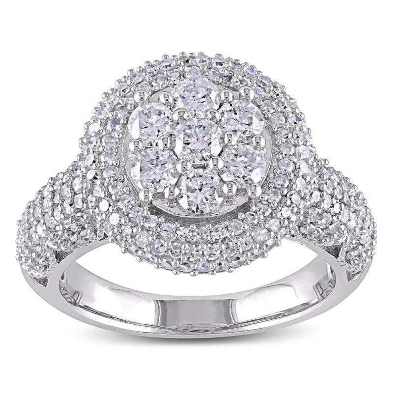 Miadora Signature Collection 10k White Gold 2ct TDW Diamond Cluster Engagement Ring sold by Zulily