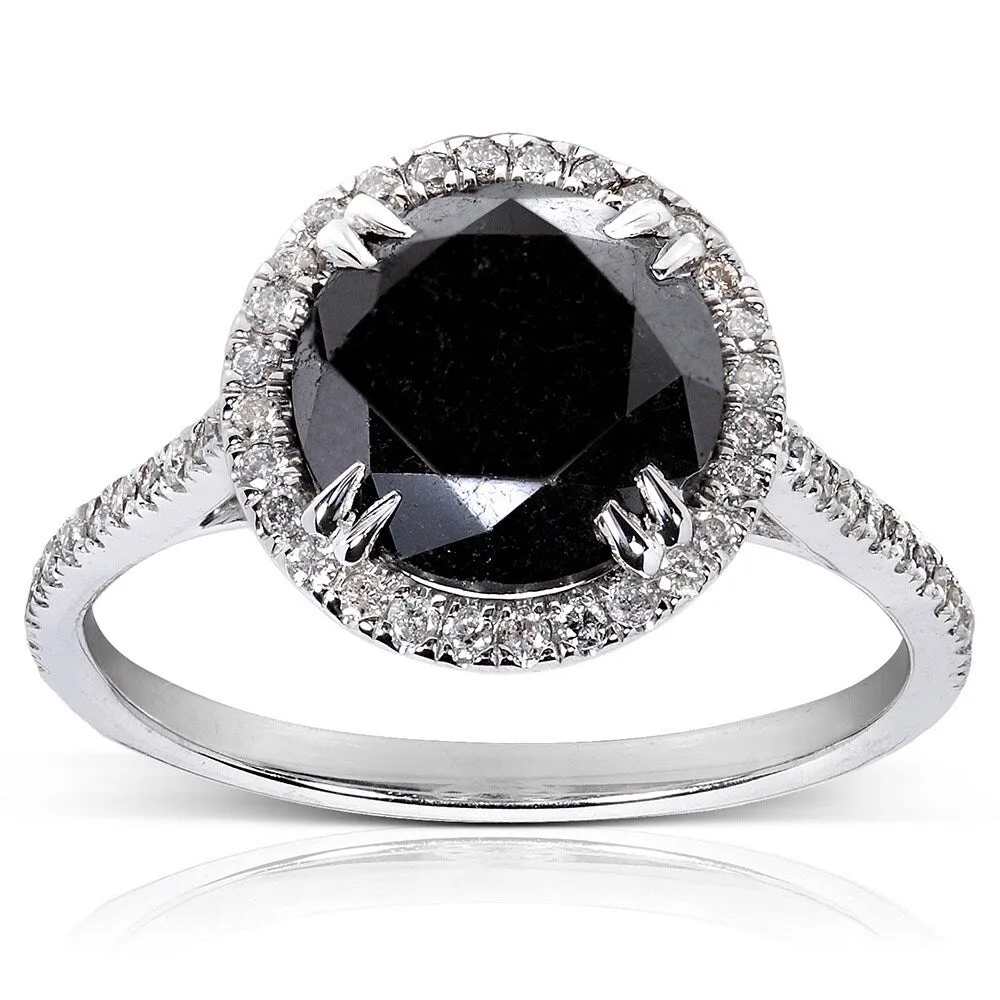 Annello by Kobelli 14k Gold 3 7/8ct TDW Black and White Diamond Halo Ring sold by Zulily product image thumbnail 3