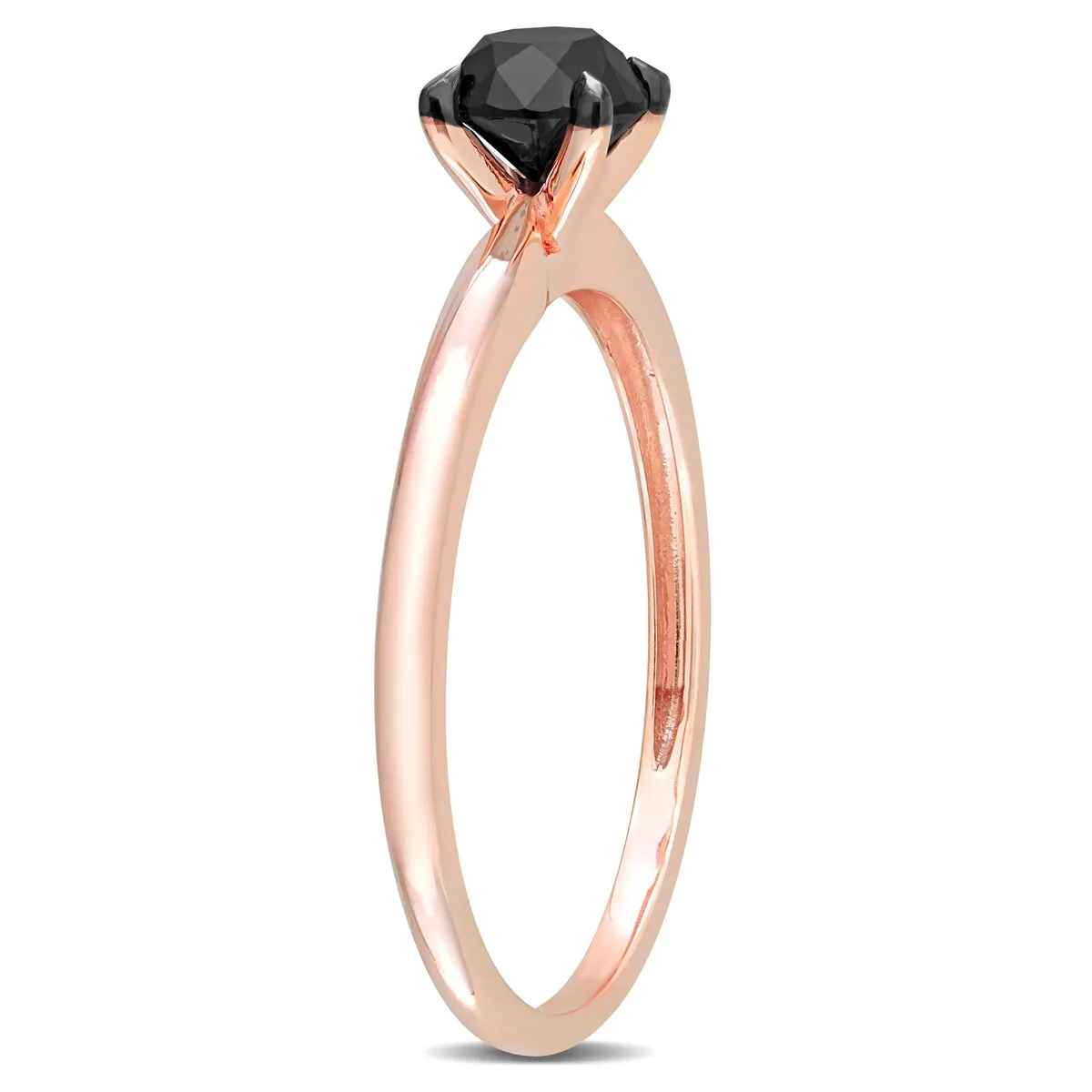 Miadora 3/4ct TDW Black Diamond Solitaire Engagement Ring in 14k Rose Gold sold by Zulily product image thumbnail 4