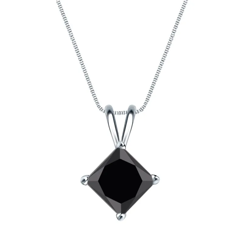 Auriya 14k Gold 1 1/2ct TDW Princess-Cut Black Diamond Solitaire Necklace sold by Zulily