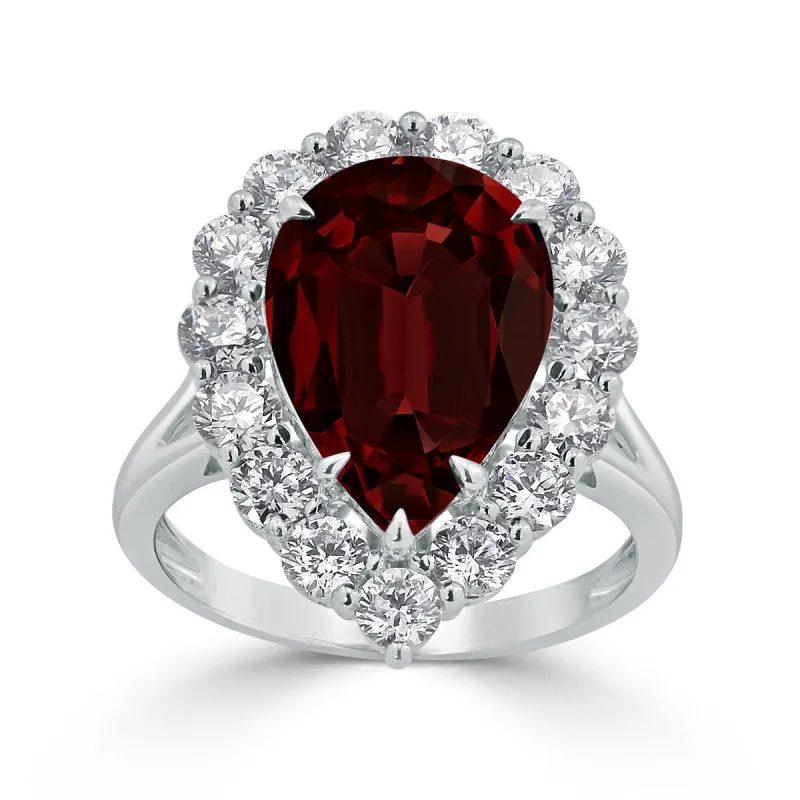 Auriya 2ct Pear-cut Red Garnet Halo Diamond Engagement Ring 1 3/4cttw 18K Gold sold by Zulily