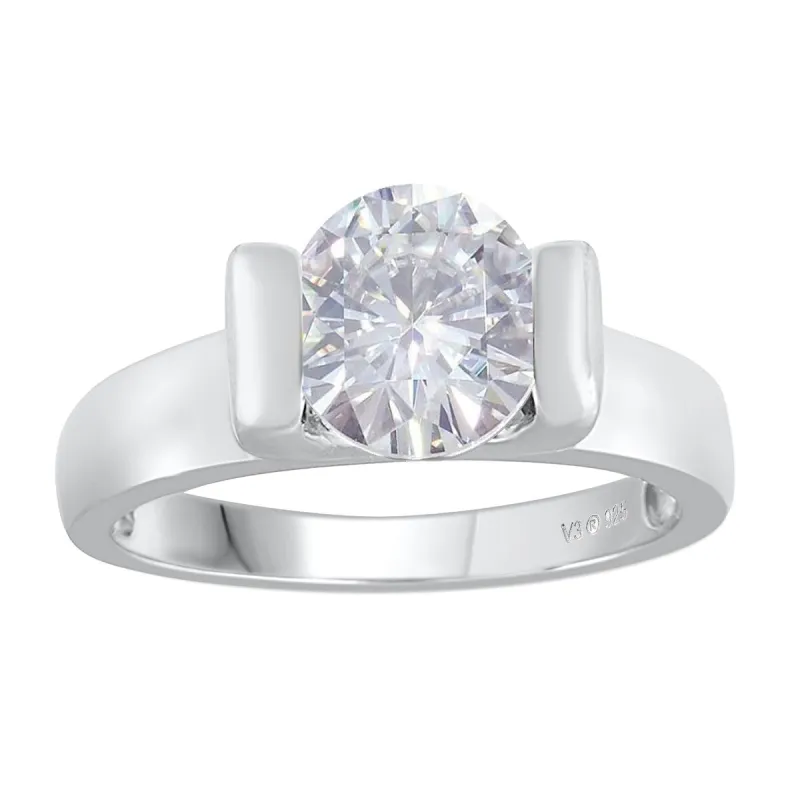 Sterling Silver with Moissanite Solitaire Ring sold by Zulily