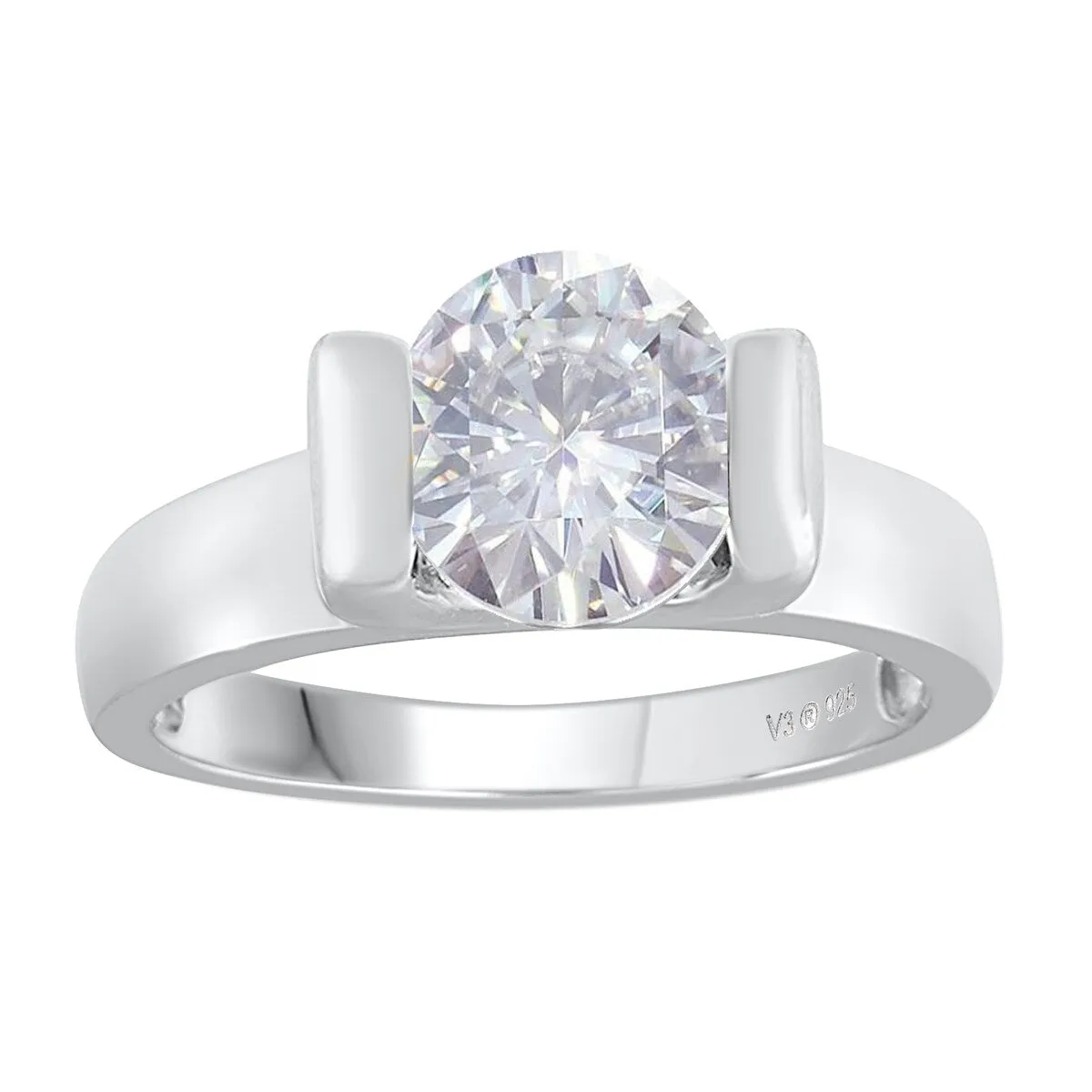 Sterling Silver with Moissanite Solitaire Ring sold by Zulily