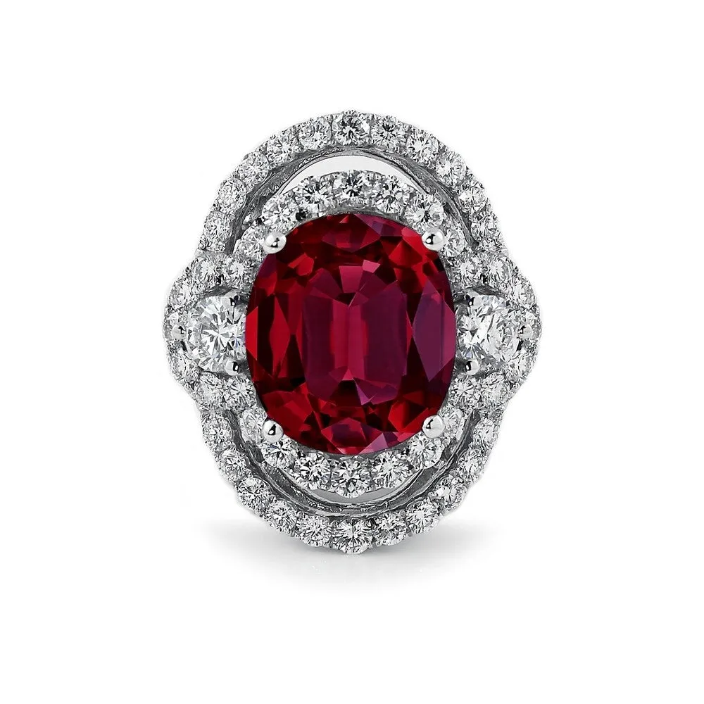 Auriya Unique 10 1/2ct Oval Red Ruby Halo Diamond Engagement Ring 3ctw 18K Gold sold by Zulily product image thumbnail 2