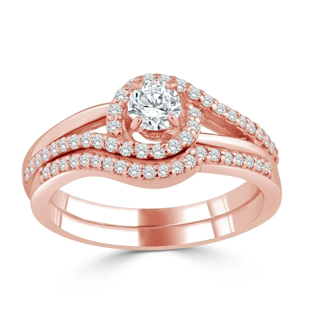 Auriya 1/2ctw Round Diamond Engagement Ring Set 14k Gold sold by Zulily product image thumbnail 3