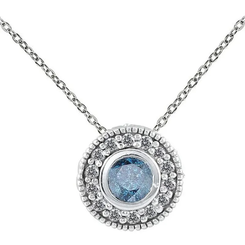 Marquee Jewels 10k White Gold 2/5 to 1/2ct TDW Colored Diamond Halo Necklace (I-J, I1-I2) sold by Zulily