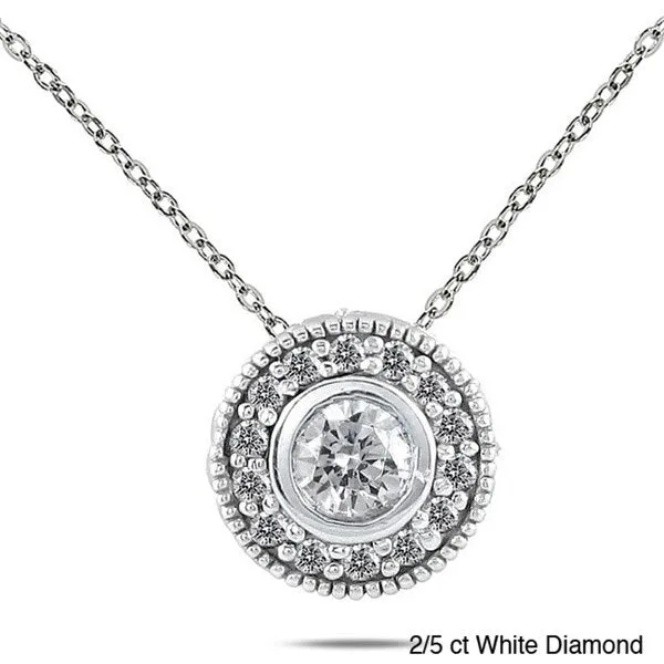 Marquee Jewels 10k White Gold 2/5 to 1/2ct TDW Colored Diamond Halo Necklace (I-J, I1-I2) sold by Zulily product image thumbnail 4