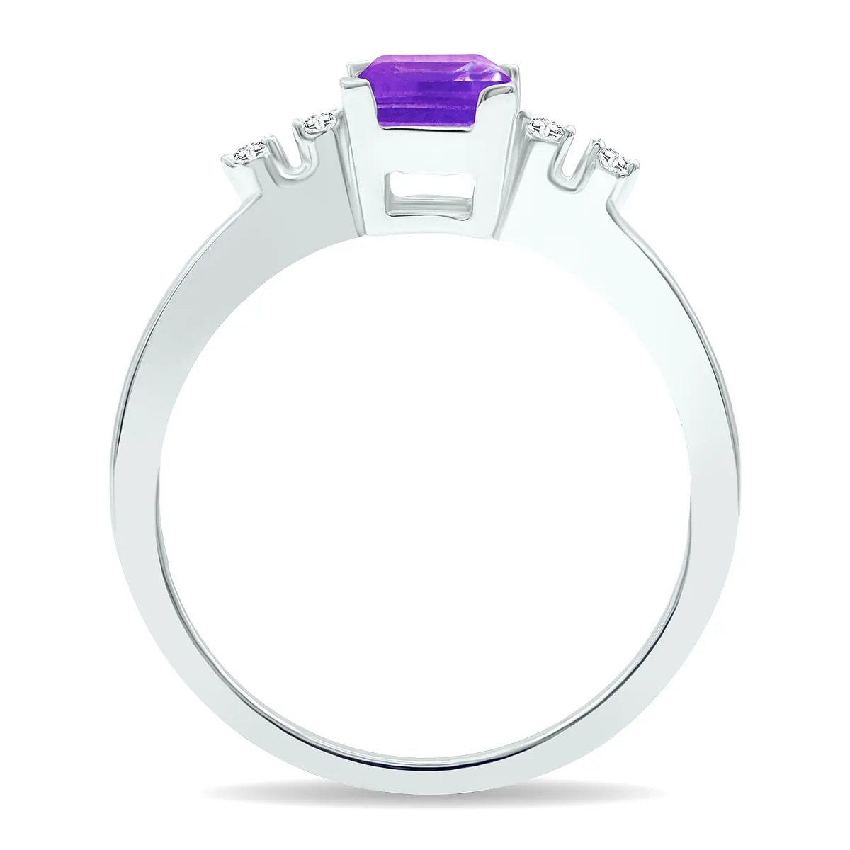 Women's Amethyst and Diamond Sparkle Ring in 10K White Gold sold by Zulily product image thumbnail 2