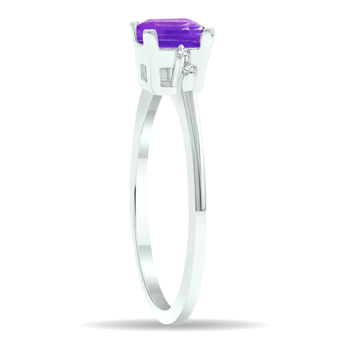 Women's Amethyst and Diamond Sparkle Ring in 10K White Gold sold by Zulily product image thumbnail 3