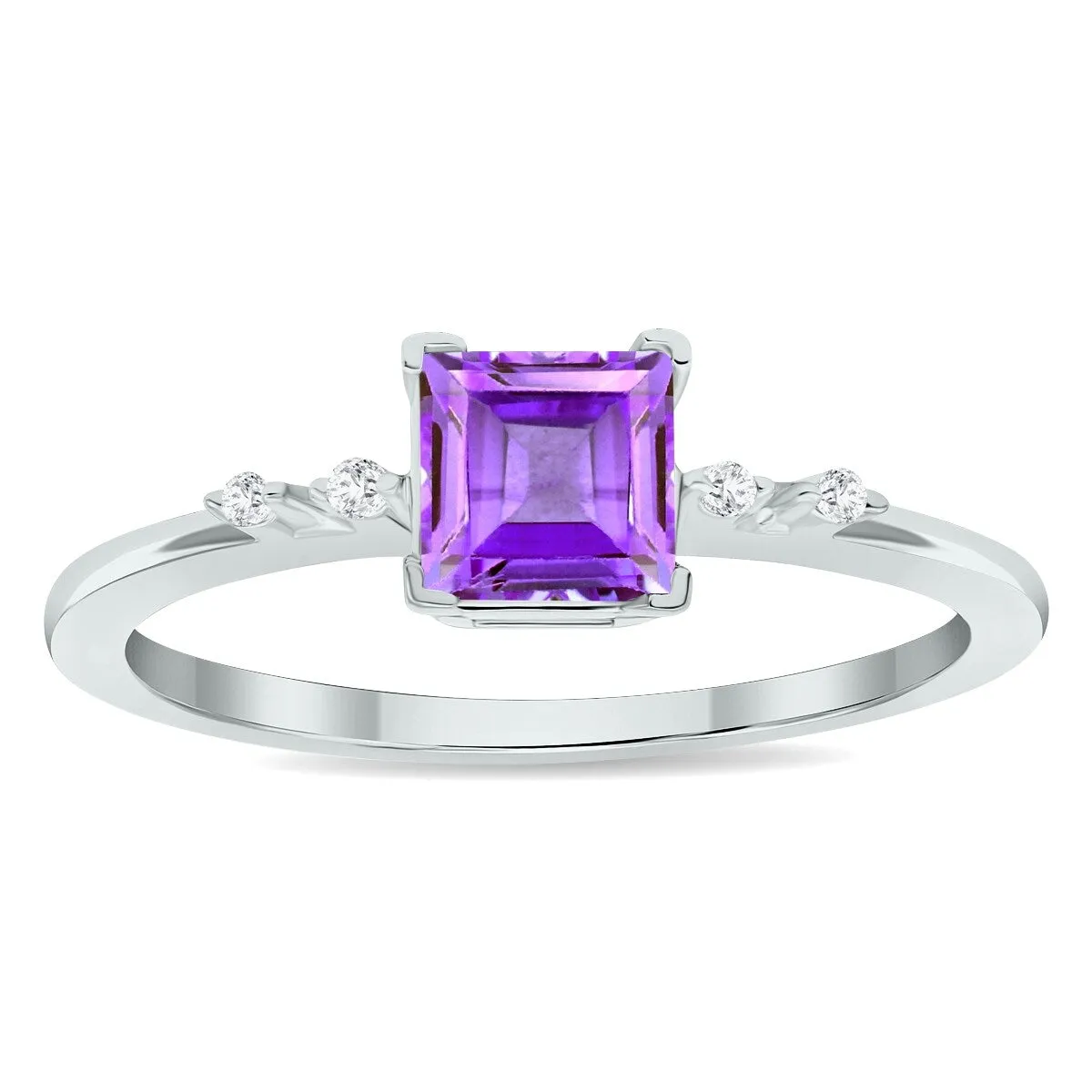 Women's Amethyst and Diamond Sparkle Ring in 10K White Gold sold by Zulily