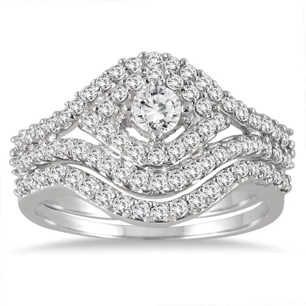 7/8 Carat TW Diamond Bridal Set in 10K White Gold sold by Zulily