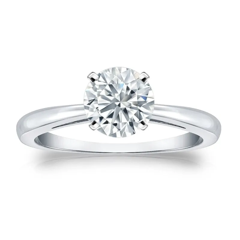 Auriya 1 carat TDW Round Solitaire Diamond Engagement Ring 14K Gold GIA Certified sold by Zulily