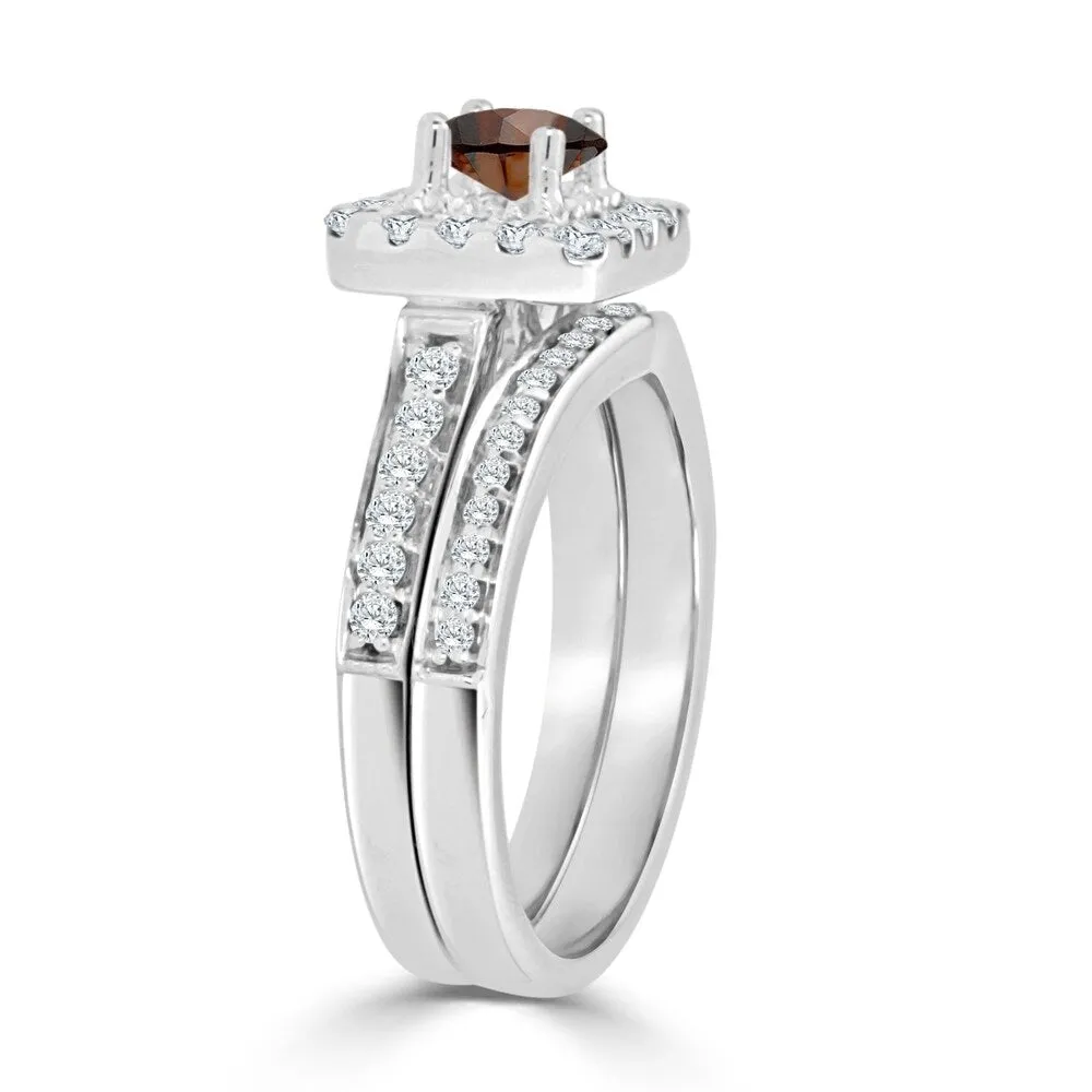 14k Gold Round 1ct TDW Brown Diamond Halo Engagement Ring Set by Auriya sold by Zulily product image thumbnail 5