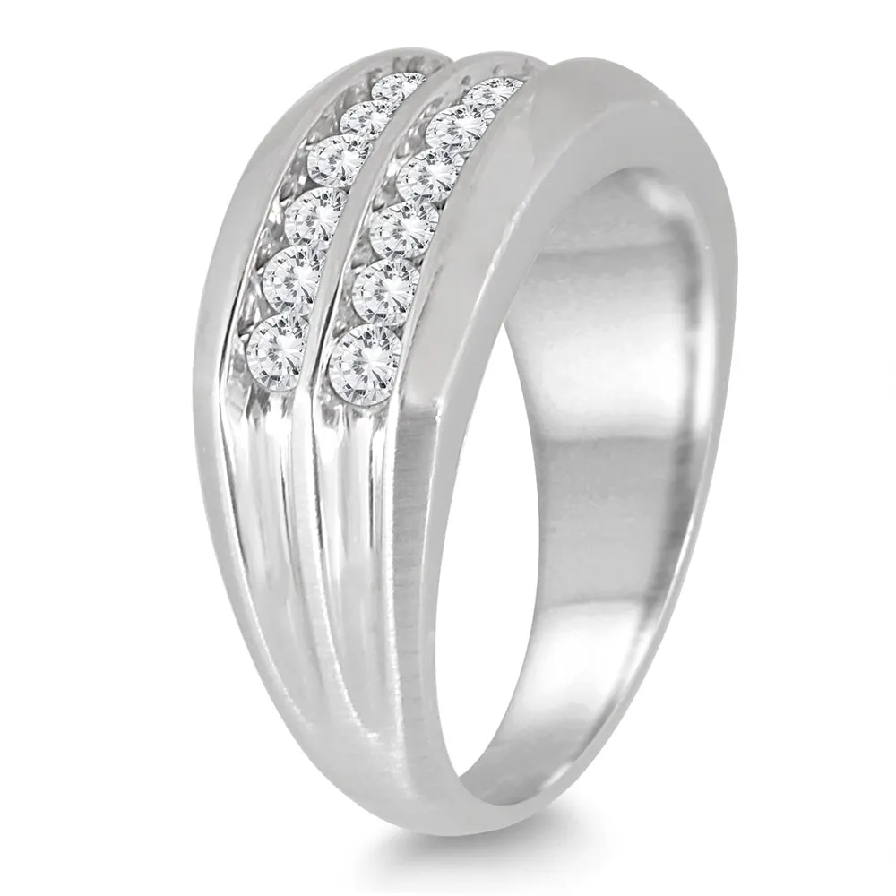 1 Carat TW Men's Diamond Double Row Channel Ring in 10K White Gold sold by Zulily product image thumbnail 2