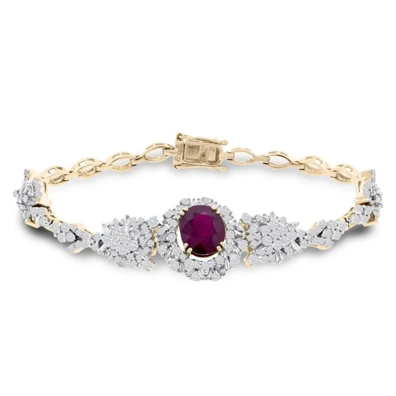 Auriya 14k Gold 4 1/2 Ruby and 1 5/8ct TDW Diamond Bracelet - Red sold by Zulily