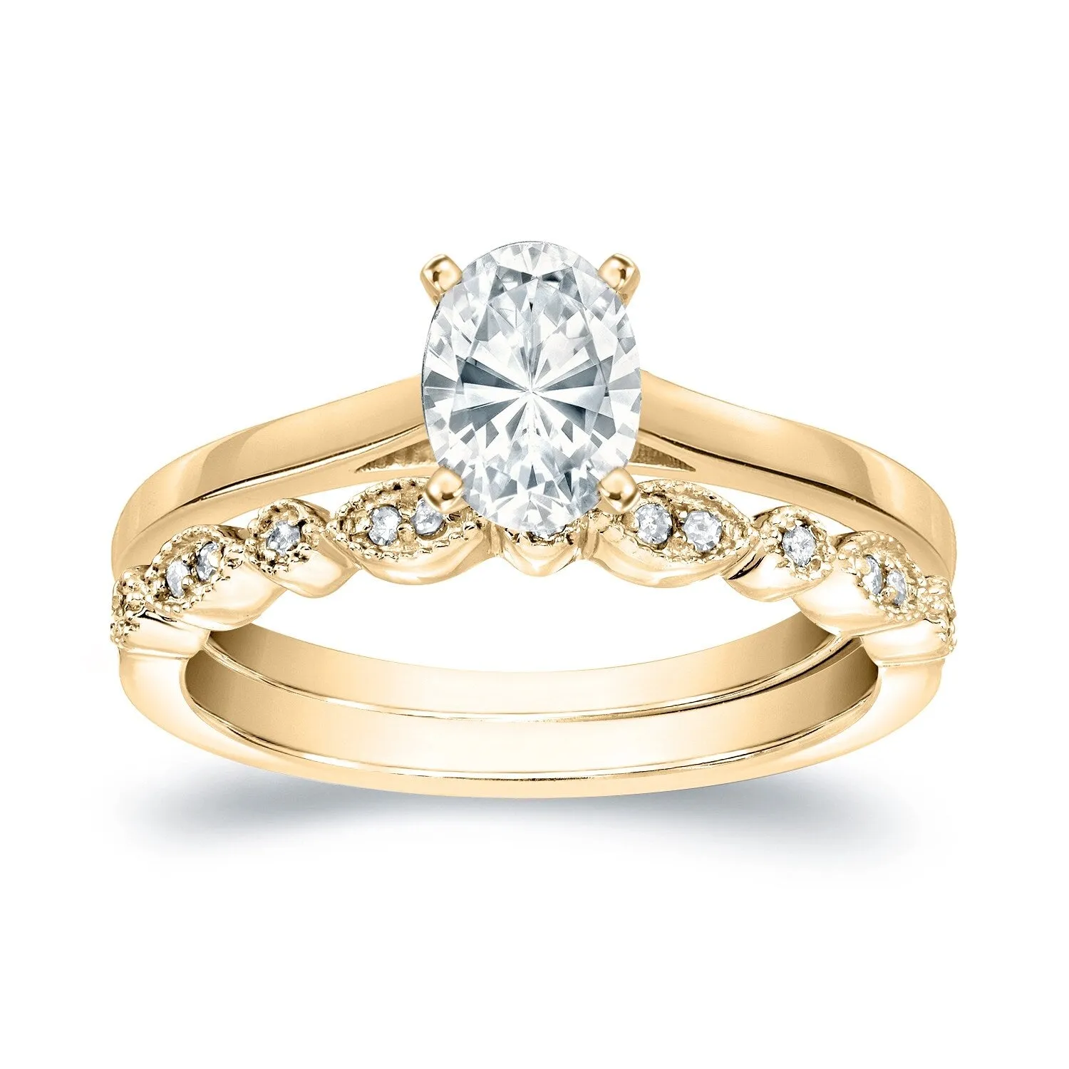 Auriya 14k Gold 1ctw Vintage Oval-cut Solitaire Diamond Engagement Ring Set sold by Zulily product image thumbnail 5