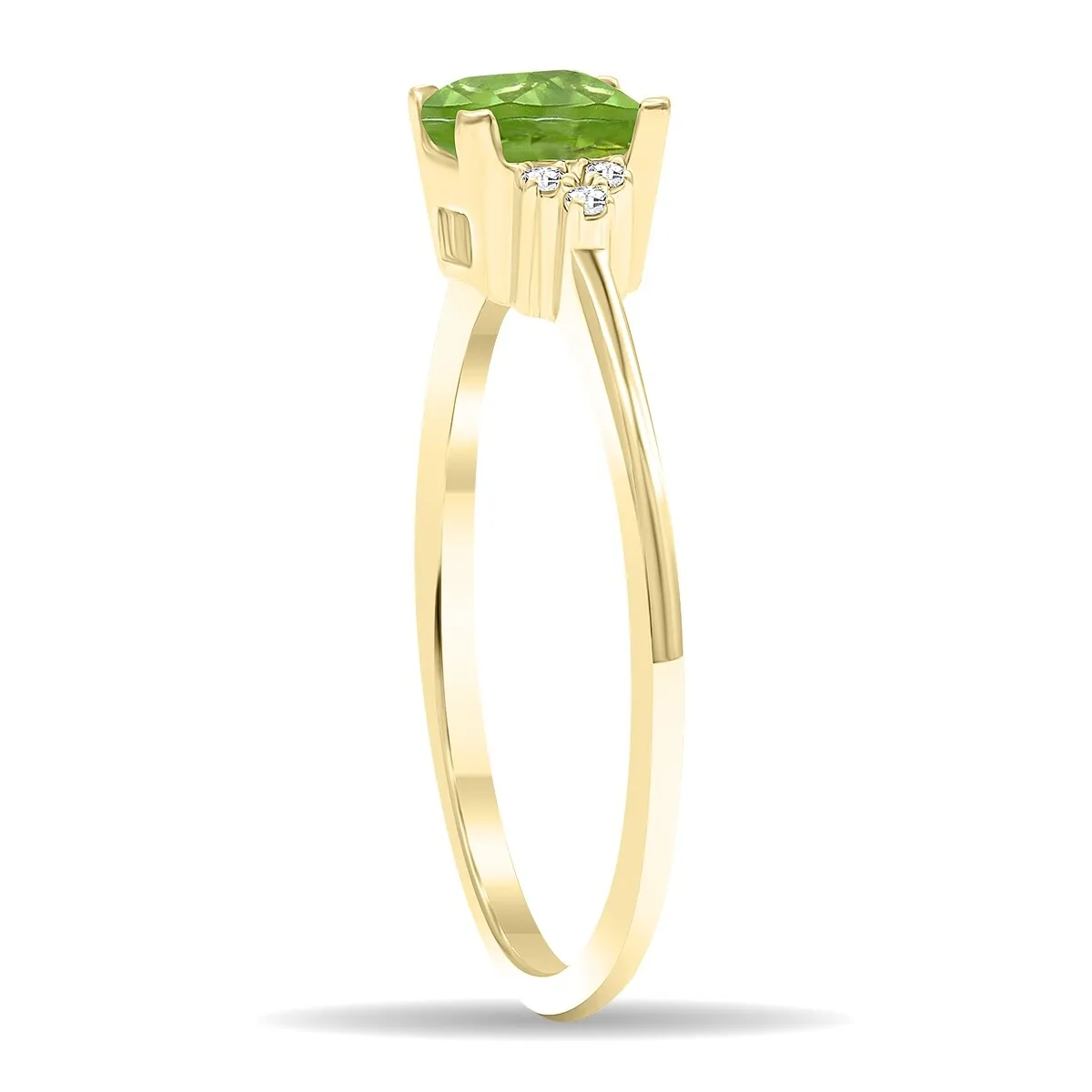 Women's Square Shaped Peridot and Diamond Half Moon Ring in 10K Yellow Gold sold by Zulily product image thumbnail 2