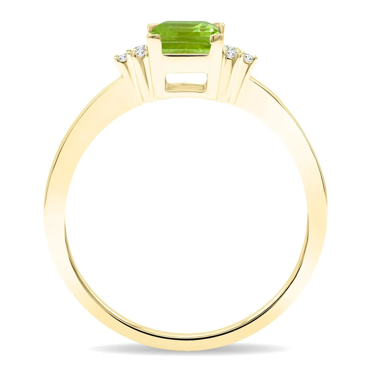 Women's Square Shaped Peridot and Diamond Half Moon Ring in 10K Yellow Gold sold by Zulily product image thumbnail 3