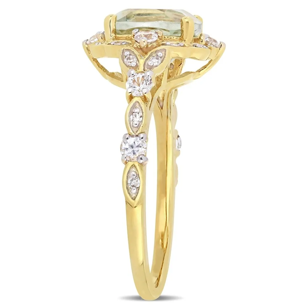 Miadora 14k Yellow Gold Green Amethyst White Sapphire & Diamond Vintage Ring sold by Zulily product image thumbnail 3