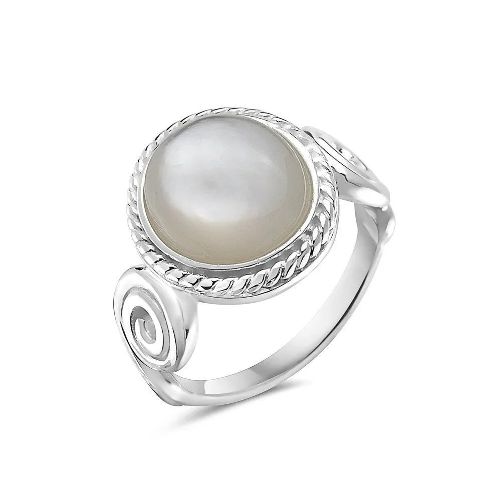Vera & Co. Sterling Silver Round Mother of Pearl Spiritual Ring sold by Zulily