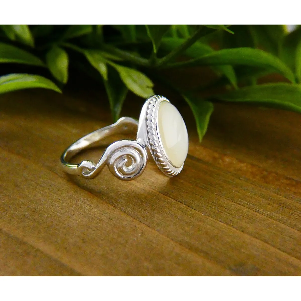 Vera & Co. Sterling Silver Round Mother of Pearl Spiritual Ring sold by Zulily product image thumbnail 3