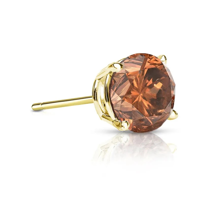 Auriya 14k Gold 3/4ct TDW Round SINGLE (1) Brown Diamond Stud Earring sold by Zulily