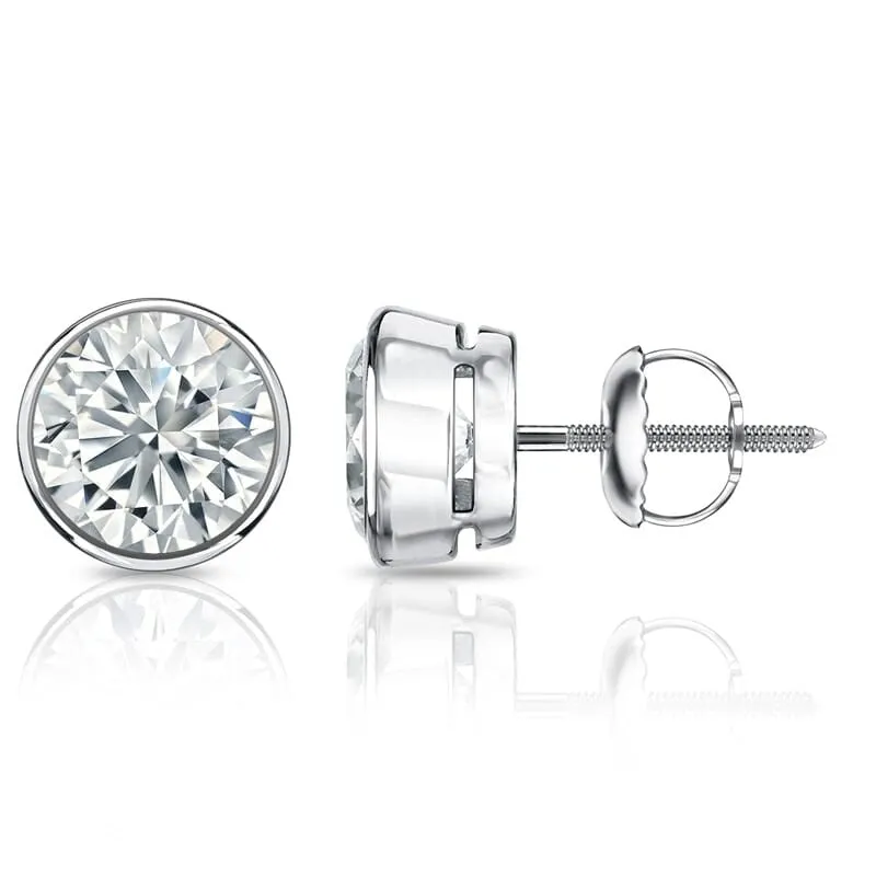 Auriya 14k Gold Certified 3.20 ct. TDW Bezel Set Round Diamond Stud Earrings sold by Zulily product image thumbnail 2