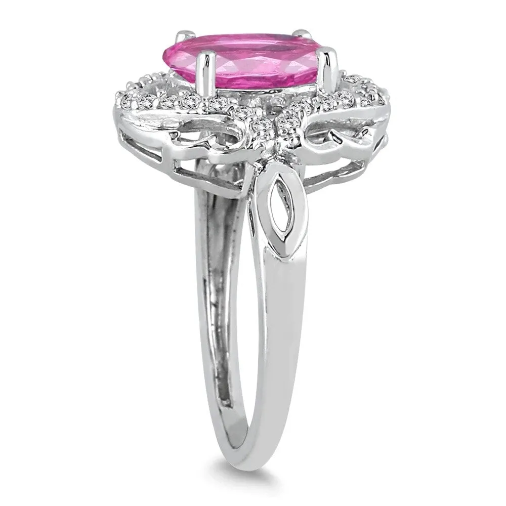 3 1/2 Carat Oval Pink Topaz and Diamond Ring in 10K White Gold sold by Zulily product image thumbnail 2