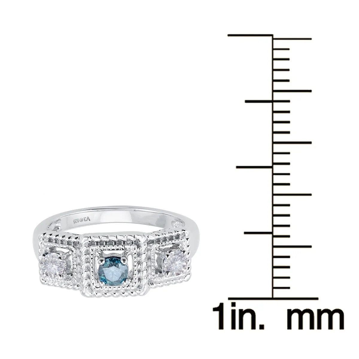 Sterling Silver with Genuine Blue Diamond and Moissanite Ring sold by Zulily product image thumbnail 3